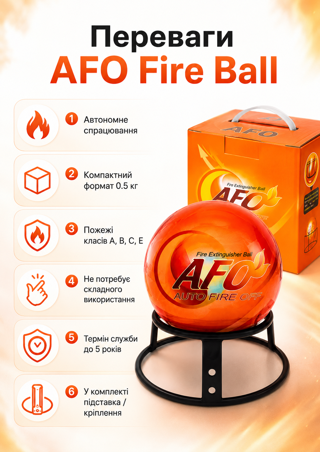 Переваги AFO Fire Ball
