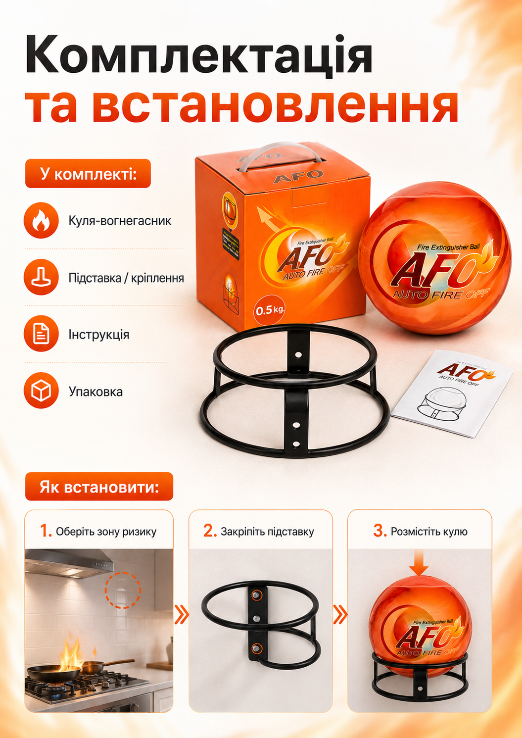 Комплектація та встановлення AFO Fire Ball